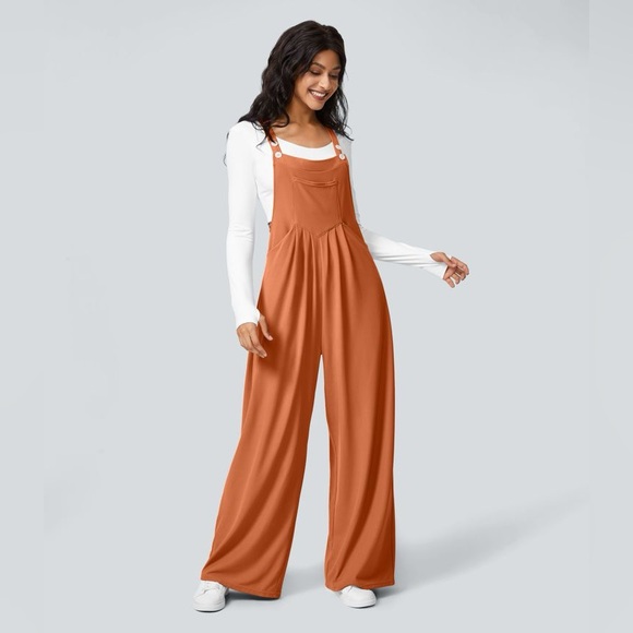 HALARA Pants - Halara Adjustable Strap Button Multiple Pockets Overalls MEDIUM- Orange
